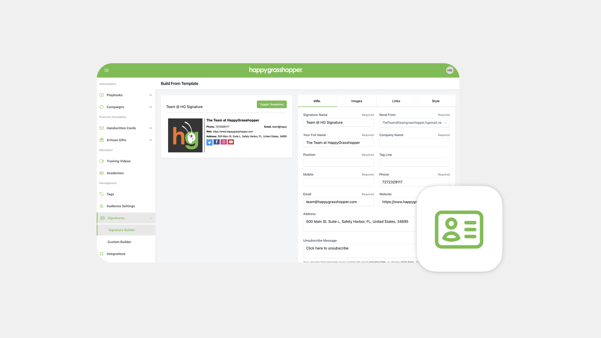 How to Set Up Your Signature In Happy Grasshopper
