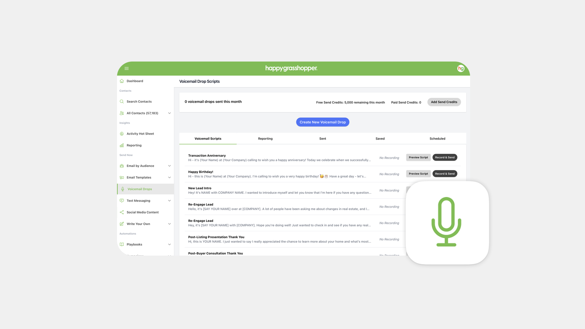 How to Send Voicemail Drops In Happy Grasshopper